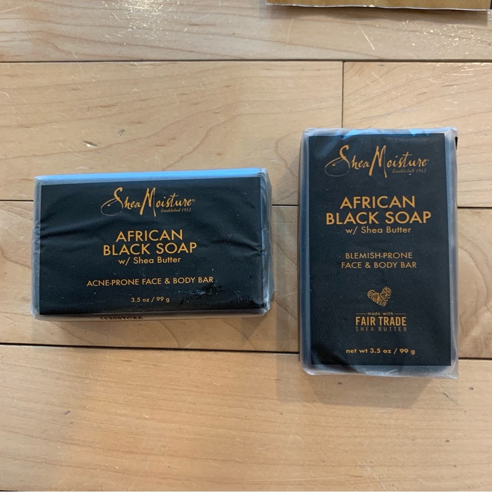 New! Shea Moisture African black soap with shea butter acne prone face body bar